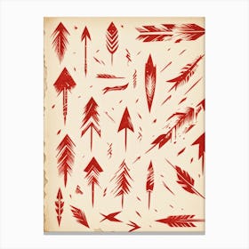 Brushstroke Designed Hand Drawn Arrow Icons Detailed Brushwork Strokes Visible Mix Of Red And Bro (3) Canvas Print