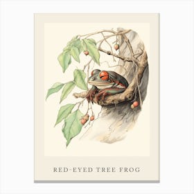 Beatrix Potter Inspired  Animal Watercolour Red Eyed Tree Frog Canvas Print