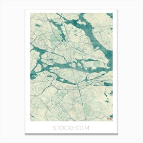 Stockholm Map Vintage in Blue Canvas Print