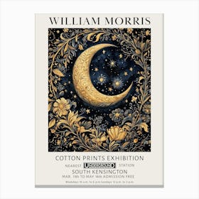 William Morris Flowers Moon And Stars Vintage Exhibition Canvas Print