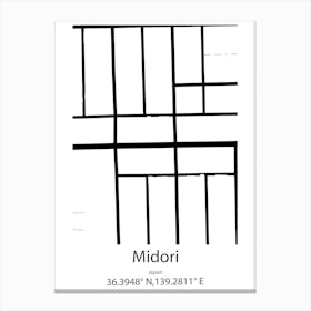 Midori,Japan Minimalist Map Canvas Print