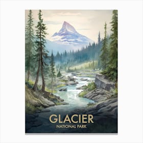 Glacier National Park Vintage Travel Poster 5 Canvas Print