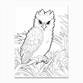 Line Art Jungle Animal Harpy Eagle 2 Canvas Print