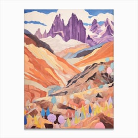 Aconcagua Argentina 3 Colourful Mountain Illustration Canvas Print