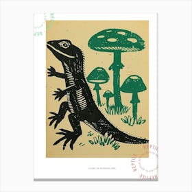 Lizard With Mushrooms Bold Block 5 Poster Canvas Print