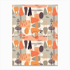 Atomic Mid Century Modern Shapes Warm Tone Canvas Print