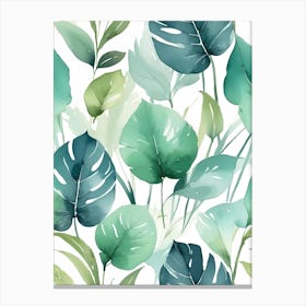 Tropical Leaves Seamless Pattern Canvas Print