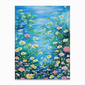 Zinnia Floral Print Bright Painting 2 Flower Canvas Print