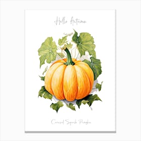 Hello Autumn Carnival Squash Pumpkin Watercolour Illustration 4 Canvas Print
