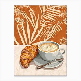 Art Deco Inspired Croissant And Coffee 2 Canvas Print