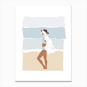 Summer Holiday Cutout Sea Girl Canvas Print