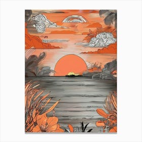 Sunset Over The Water Canvas Print