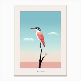 Minimalist Kingfisher 2 Bird Poster Canvas Print