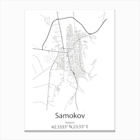 Samokov,Bulgaria Minimalist Map Canvas Print