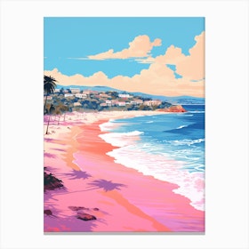 An Illustration In Pink Tones Of  Grand Anse Beach Grenada 2 Canvas Print