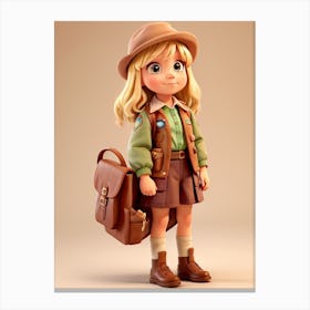 3d Animation Style Little Girl Blonde Scout Brown Uniform 0 Canvas Print