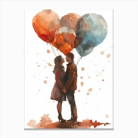 Couple Holding Balloons Canvas Print