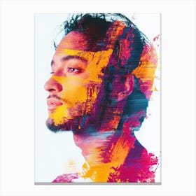 Man Combined With A Colorful Painting In A Paintography Technique Canvas Print