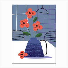 Vase Of Flowers Retro Canvas Print