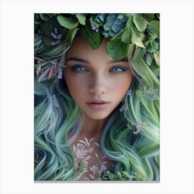 Green Haired Girl Canvas Print