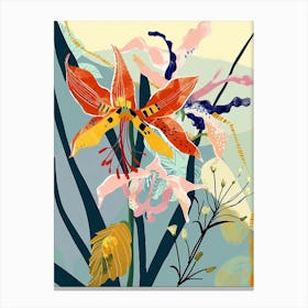 Colourful Flower Illustration Columbine 2 Canvas Print