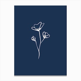 Line Art Flower 1 - Navy 1 Canvas Print