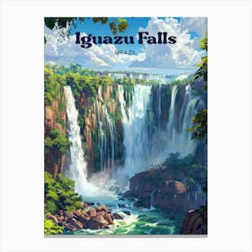 Iguazu Falls Argentina Breathtaking Art Illustration Canvas Print