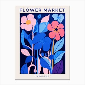 Blue Flower Market Poster Impatiens 3 Canvas Print