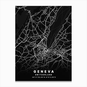 Geneva Switzerland Black Map Canvas Print