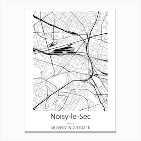 Noisy Le Sec,France Minimalist Map Canvas Print