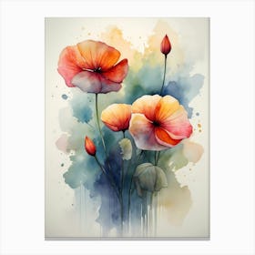 Watercolor Poppies 5 Canvas Print