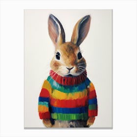 Baby Animal Wearing Sweater Rabbit 3 Canvas Print
