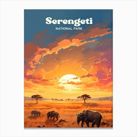 Serengeti National Park Tanzania Wildlife Animals Travel Illustration Canvas Print