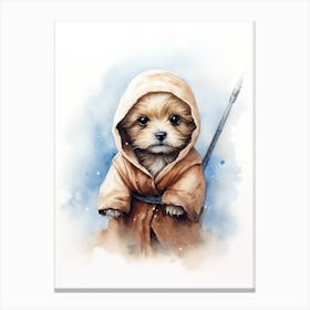 Puppy Dog As A Jedi Watercolour 1 Canvas Print