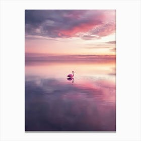 Flamingo At Sunset.Generated AI. Art Print Canvas Print