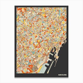 Barcelona Spain Map Canvas Print