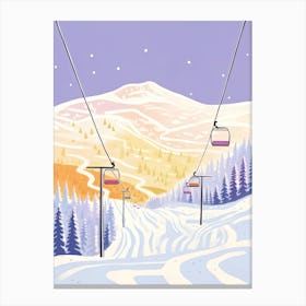 Steamboat Ski Resort   Colorado, Usa, Ski Resort Pastel Colours Illustration 3 Canvas Print