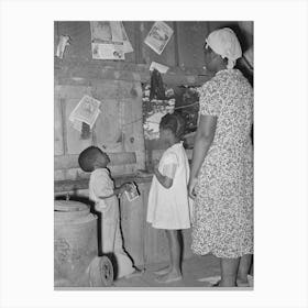 Wife Of Sharecropper Teaching Her Children Their Abcs, Near Marshall, Texas By Russell Lee Canvas Print