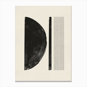 Minimalist Geometric Line, Moon Object, Neutral Color, Watercolor Black Neutral Painting Canvas Print