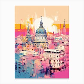 Madrid In Risograph Style 4 Canvas Print