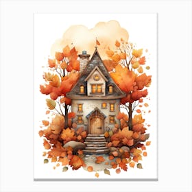 Cute Autumn Fall Scene 14 Canvas Print