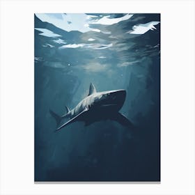  An Illustration Of A Dark Shadow Of A Shark Swimming 2 Canvas Print