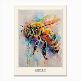 Honey Bee Colourful Watercolour 2 Poster Canvas Print