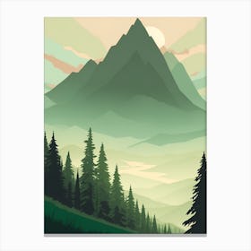 Misty Mountains Vertical Composition In Green Tone 118 Canvas Print