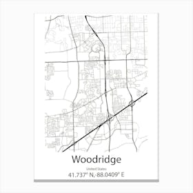 Woodridge,United States Minimalist Map Lienzo