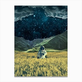 Astronaut In A Wheat Field Canvas Print