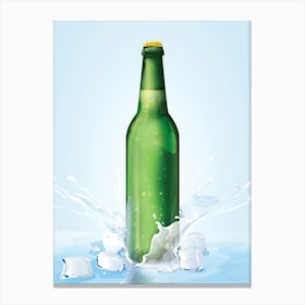 Beer Bottle With Ice Cubes Canvas Print
