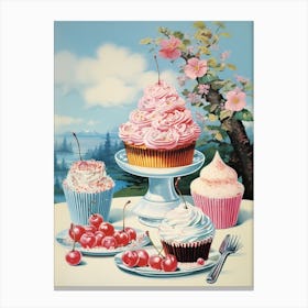 Cake With Frosting Vintage Cookbook Style 4 Canvas Print