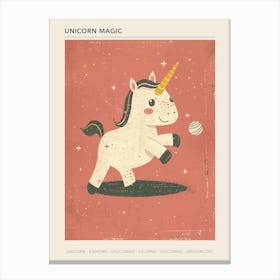 Unicorn Playing With A Ball Muted Pastels Poster Canvas Print