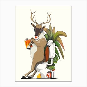 Reindeer On The Toilet Canvas Print